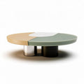 Round coffee table with wood and metal finish 100 x 100 x 30cm