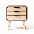 Wooden nightstand with three drawers and tapered legs 40 x 40 x 50cm