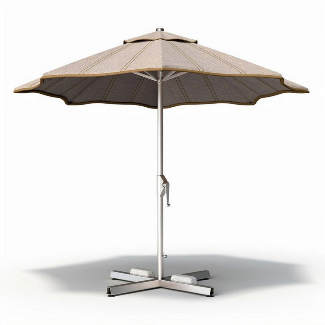 Outdoor patio umbrella 9 feet with aluminum frame and beige canopy
