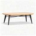 Bamboo coffee table with black metal legs and modern design 120 x 60 x 45cm