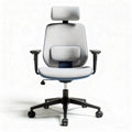 Ergonomic office chair with adjustable headrest and lumbar support grey fabric 60 x 60 x 100cm