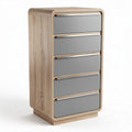 Wooden storage cabinet with five drawers and gray fronts 40 x 30 x 90cm