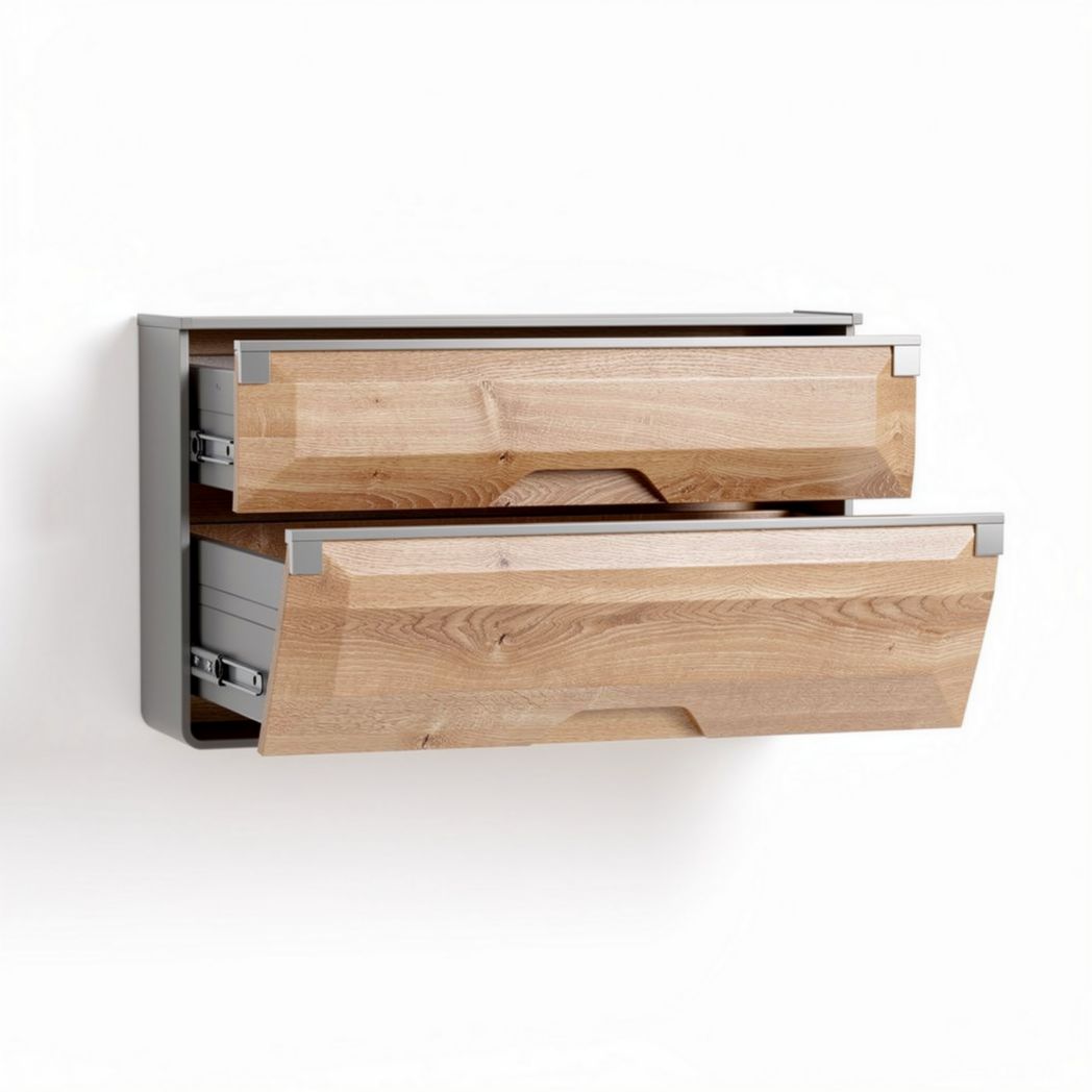 Wall-mounted storage cabinet with two drawers made of wood and metal 80 x 40 x 25cm
