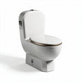 Modern one-piece toilet with soft close seat and compact design 35 x 70 x 40cm