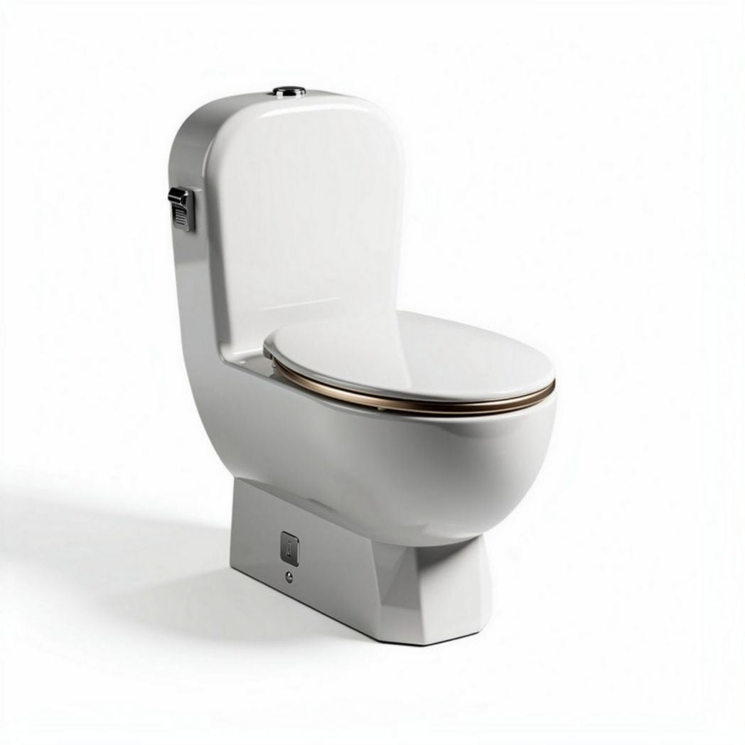 Modern one-piece toilet with soft close seat and compact design 35 x 70 x 40cm