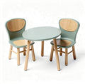 Kids table and chair set in mint green and natural wood 60 x 60 x 50cm