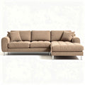 Brown fabric sectional sofa with modern design and removable cushions 230 x 90 x 85cm