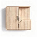 Wooden wall-mounted cabinet with two compartments and modern design beige finish