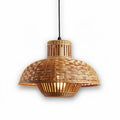 Woven rattan pendant light fixture with natural finish for home decor